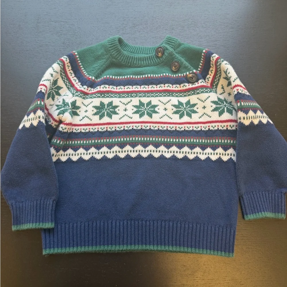 Gymboree Green & Navy Fair Isle Crewneck Sweater